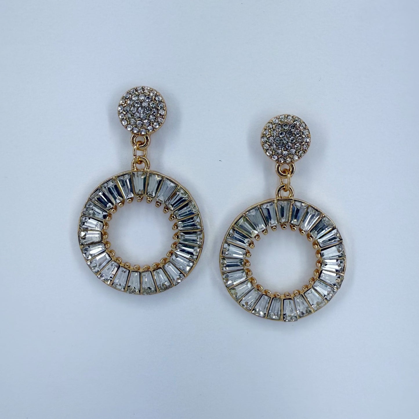 Drop Dangle Circle Rhinestone Earrings
