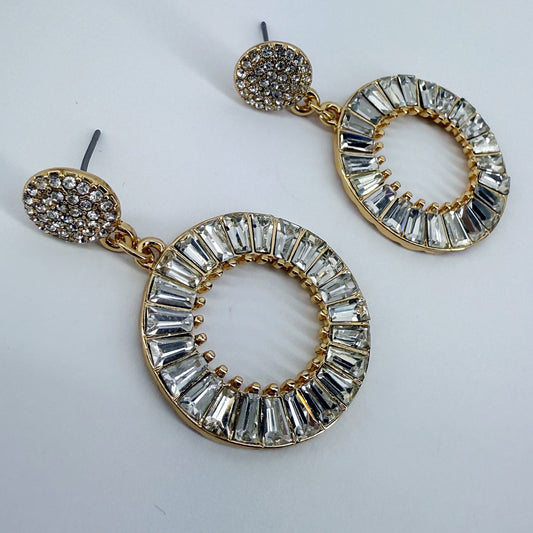 Drop Dangle Circle Rhinestone Earrings