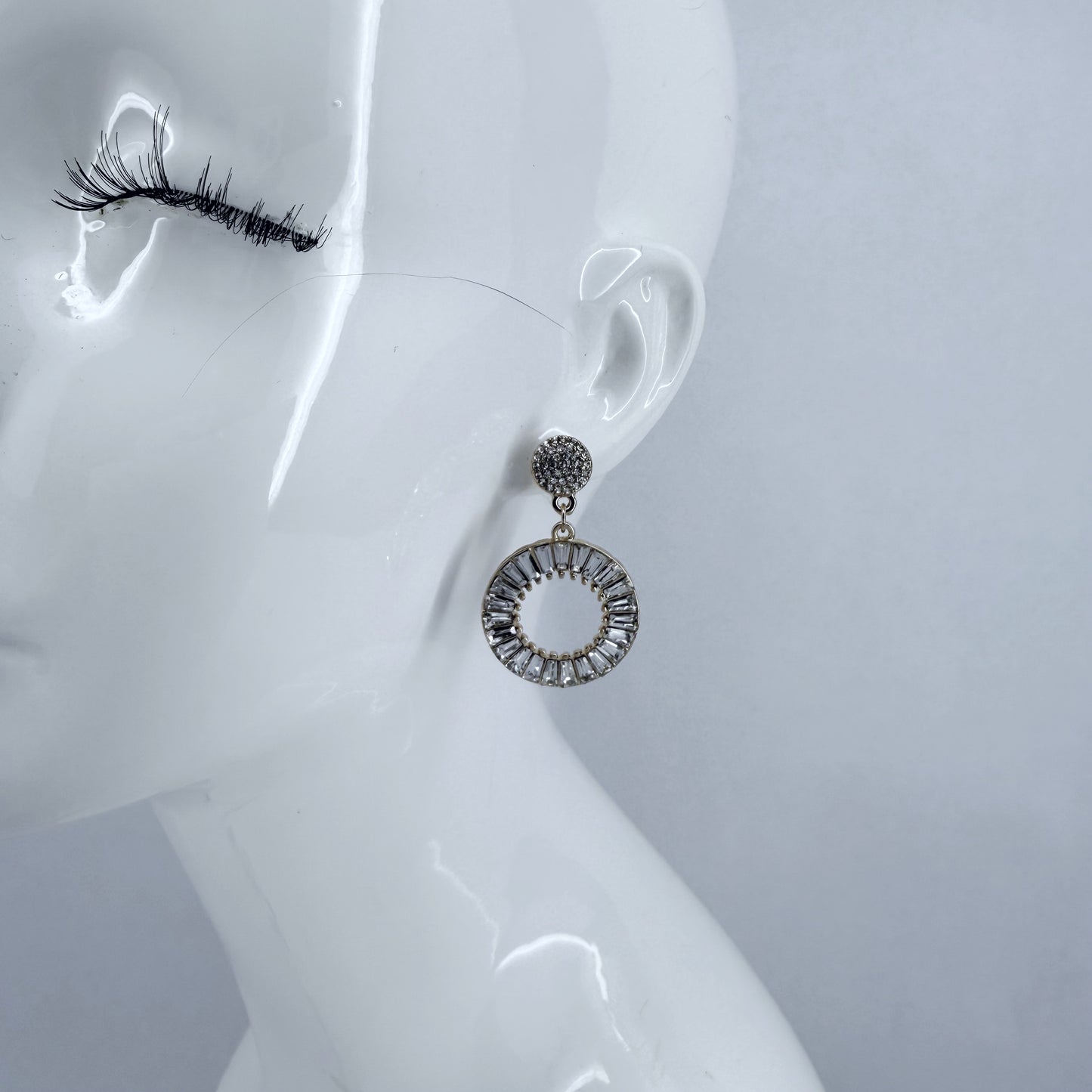 Drop Dangle Circle Rhinestone Earrings