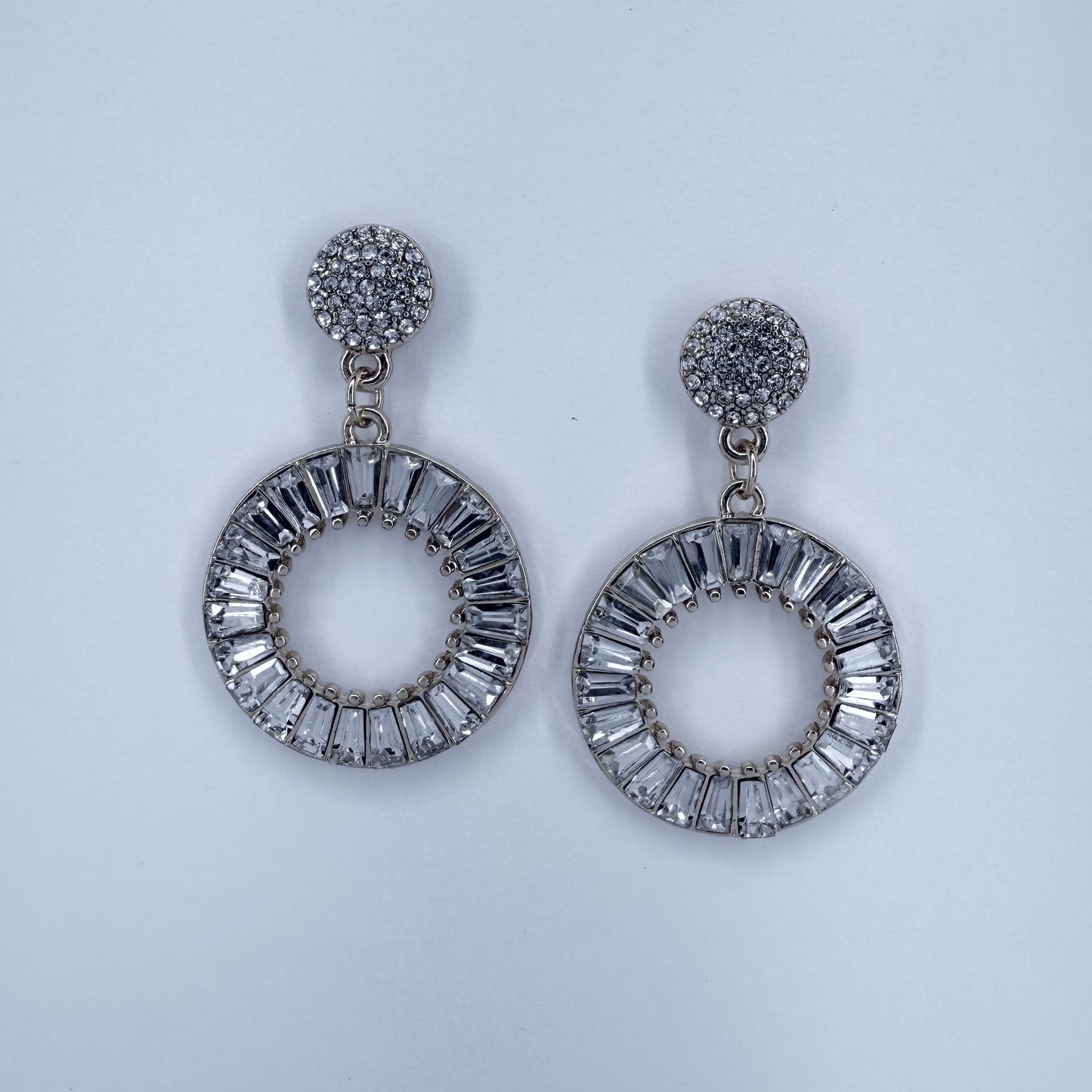 Drop Dangle Circle Rhinestone Earrings