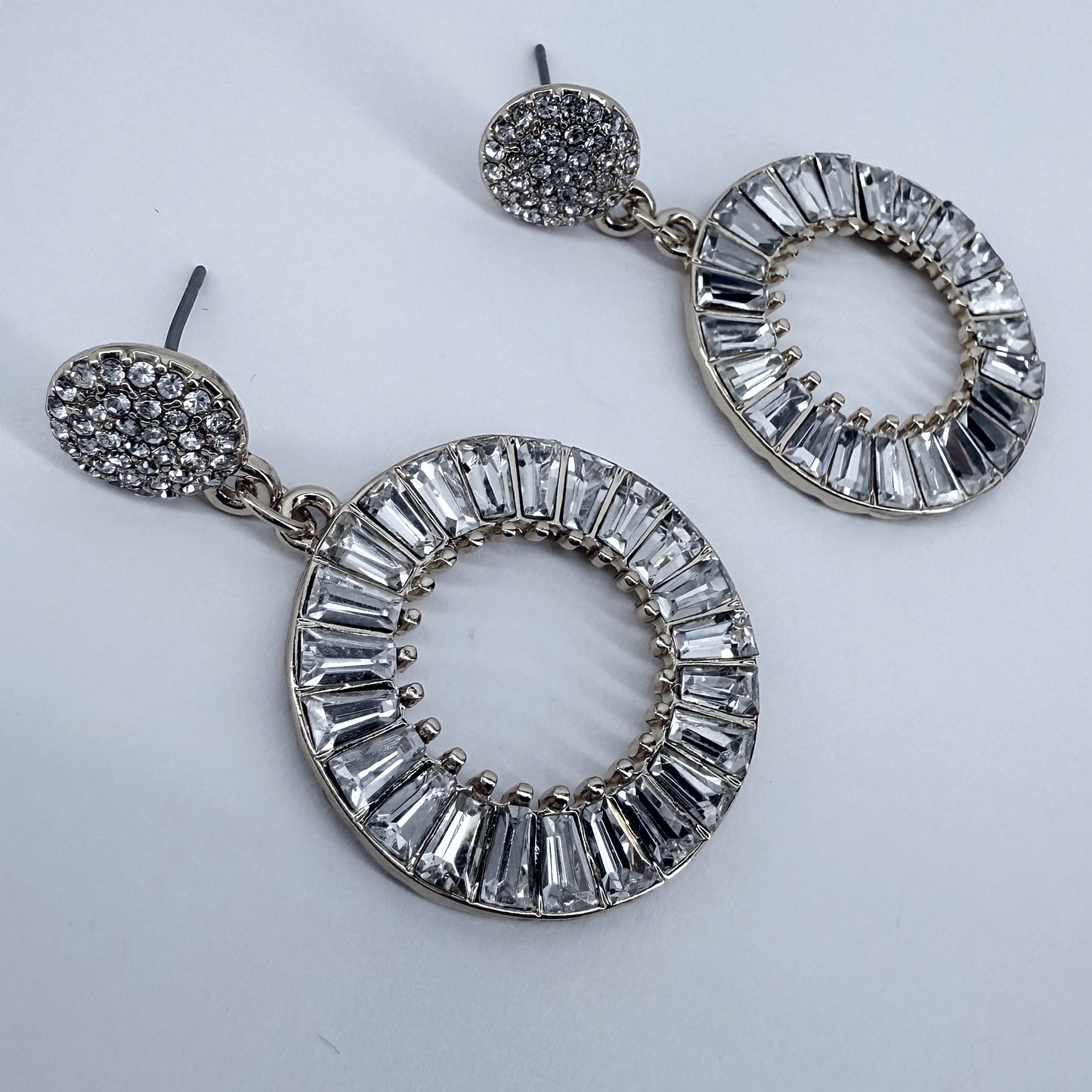 Drop Dangle Circle Rhinestone Earrings