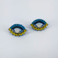 Evil Eye Yellow and Blue Rhinestones Post Back Earrings