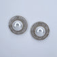 Round Greek Symbol half Pearl Post Back Earrings