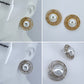 Round Greek Symbol half Pearl Post Back Earrings