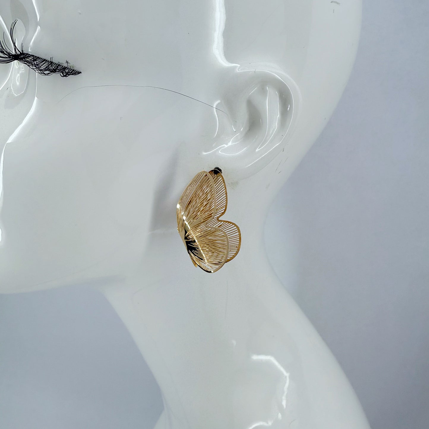 Gold or Silver Finish 3D Butterfly Post Back Earrings