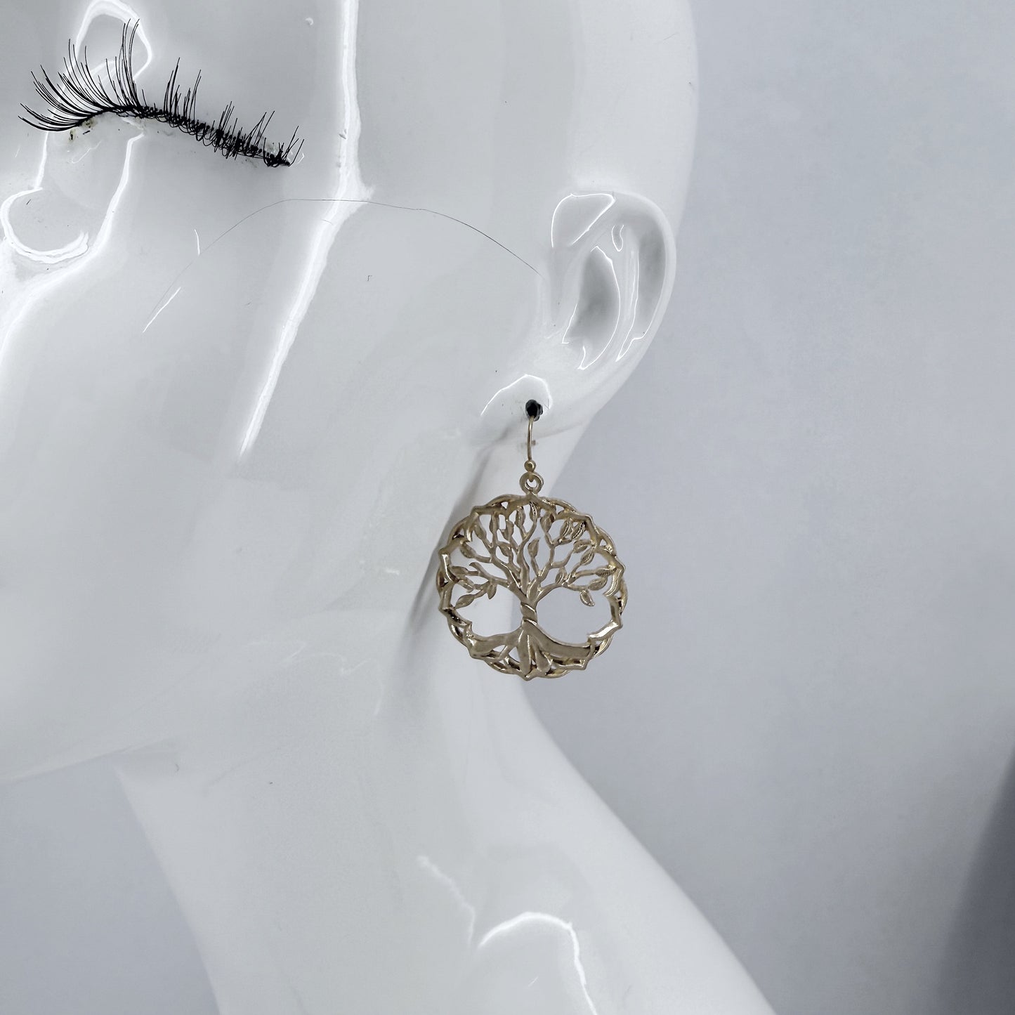 Round Tree of Life Design Drop Dangle Earrings