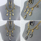 Gold Finish Cuban Link Chain Set With Lion Head And Stone Dangle Charms