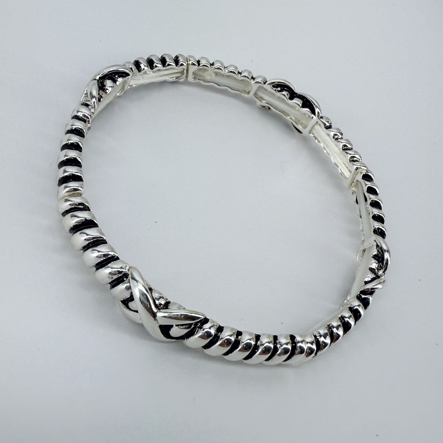 Designer inspired 2 Tone or Silver Finish Stretchable Thin Bracelet