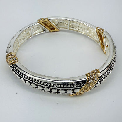 Silver or 2 Tone Finish Filigree Stretchable Bracelet