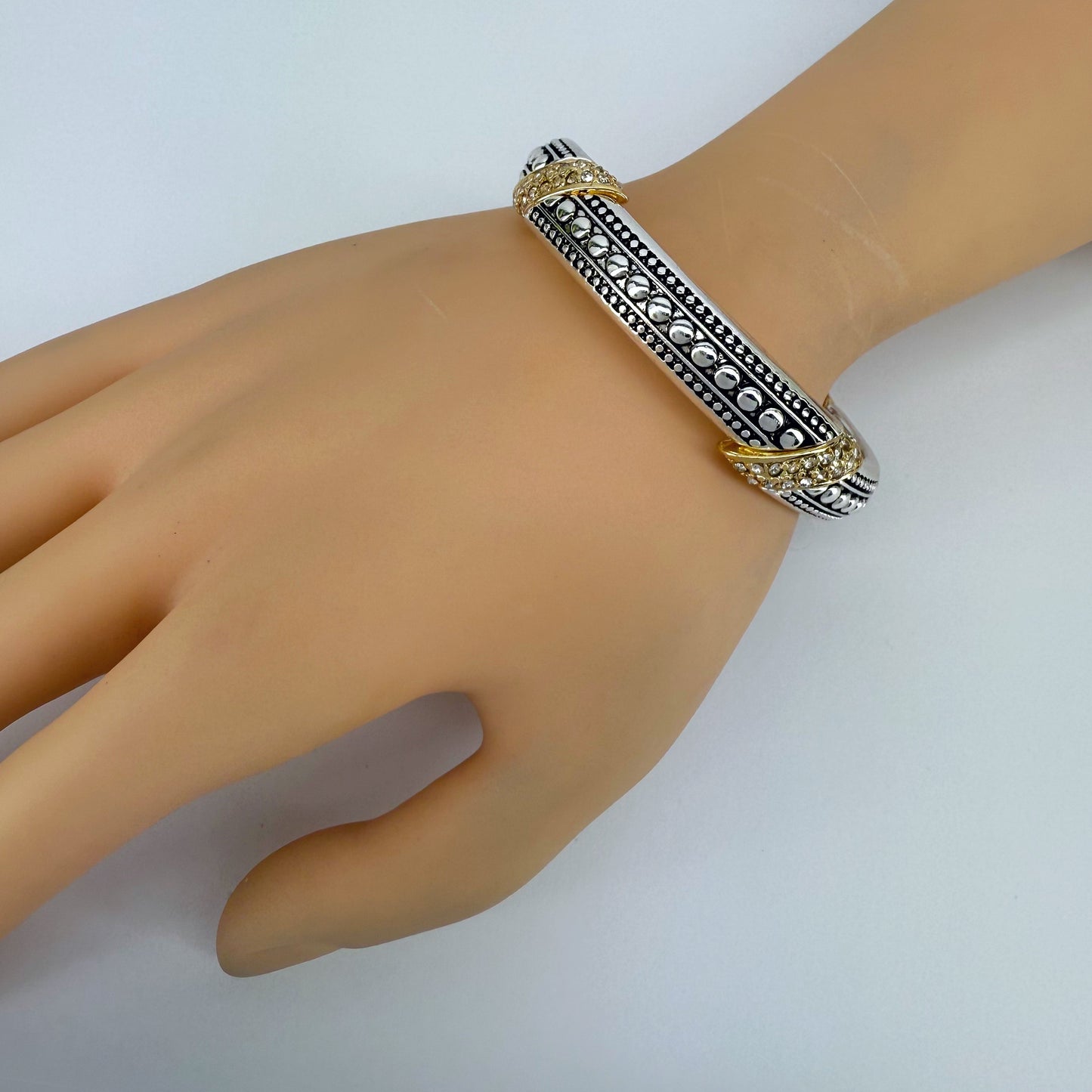 Silver or 2 Tone Finish Filigree Stretchable Bracelet