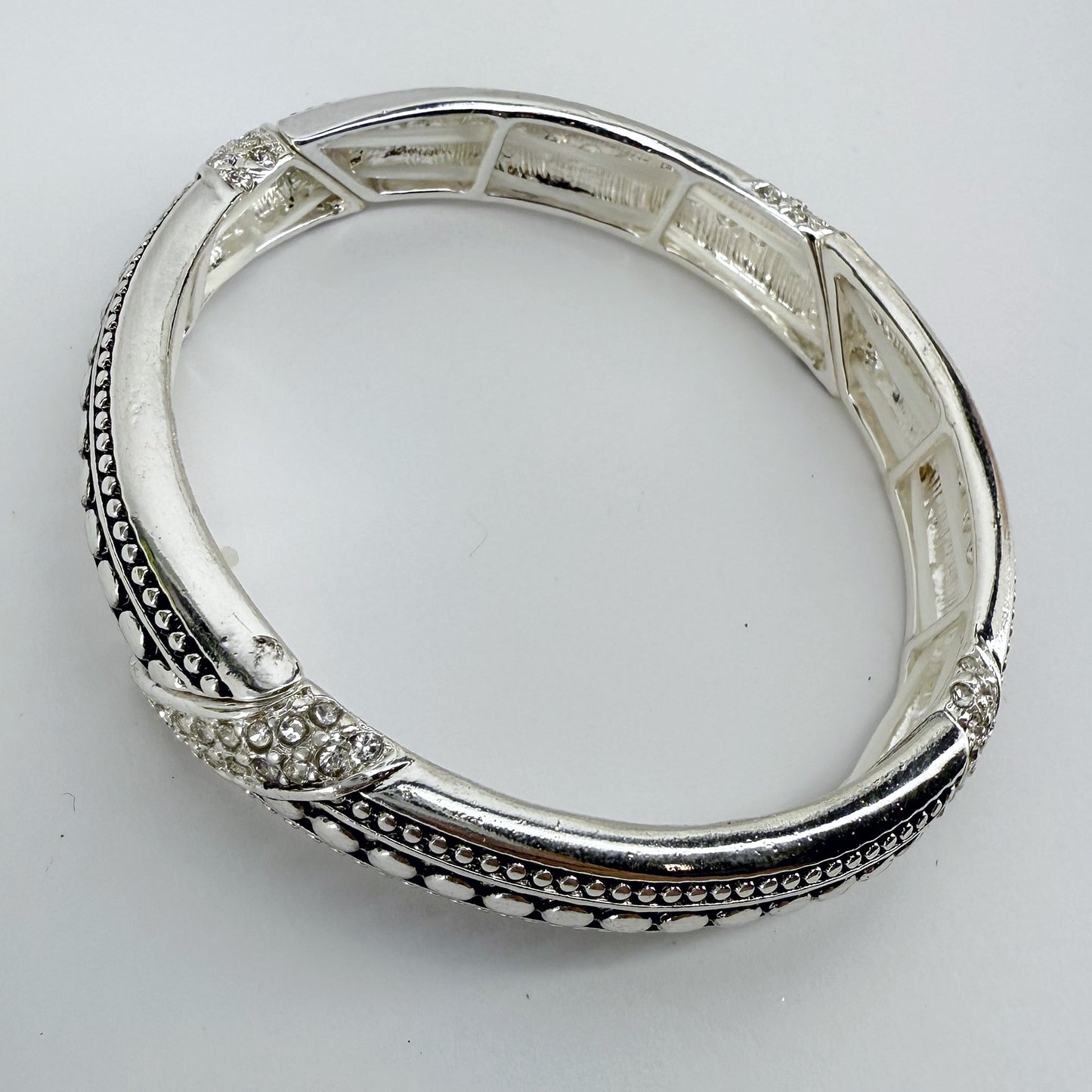 Silver or 2 Tone Finish Filigree Stretchable Bracelet
