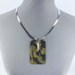 Silver Finish Snake Chain Necklace With Square Camouflage Pendant