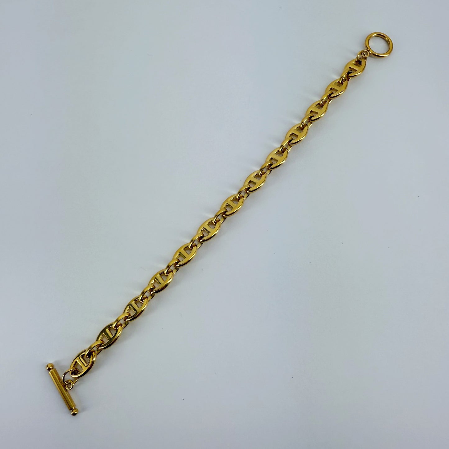 Designer Inspired Link Chain Stainless Steel Bracelet Gold Or Silver Finish