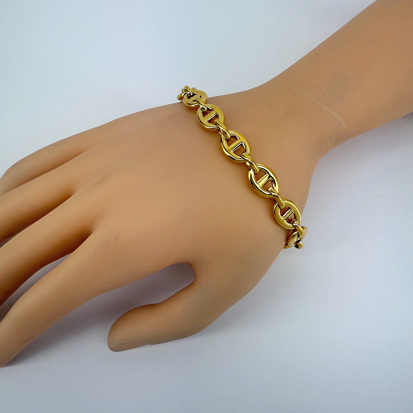 Designer Inspired Link Chain Stainless Steel Bracelet Gold Or Silver Finish
