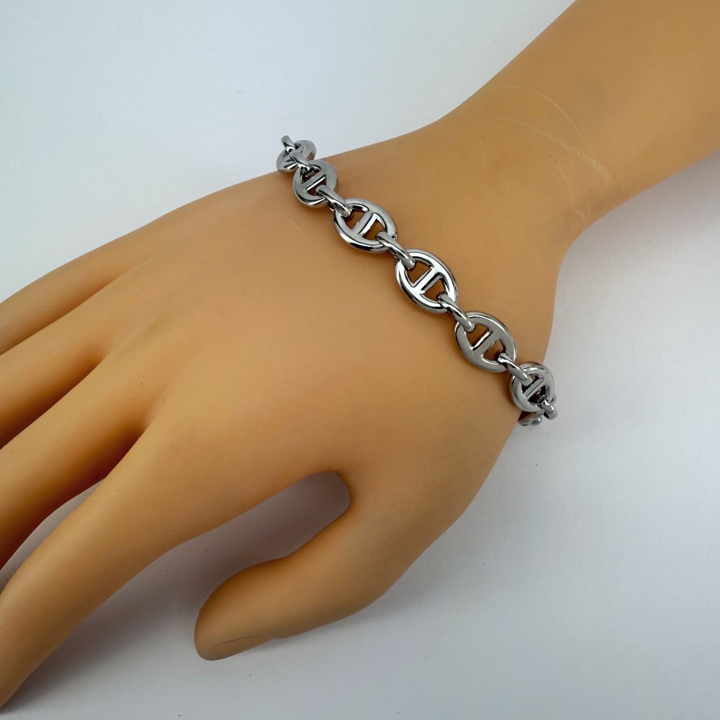 Designer Inspired Link Chain Stainless Steel Bracelet Gold Or Silver Finish
