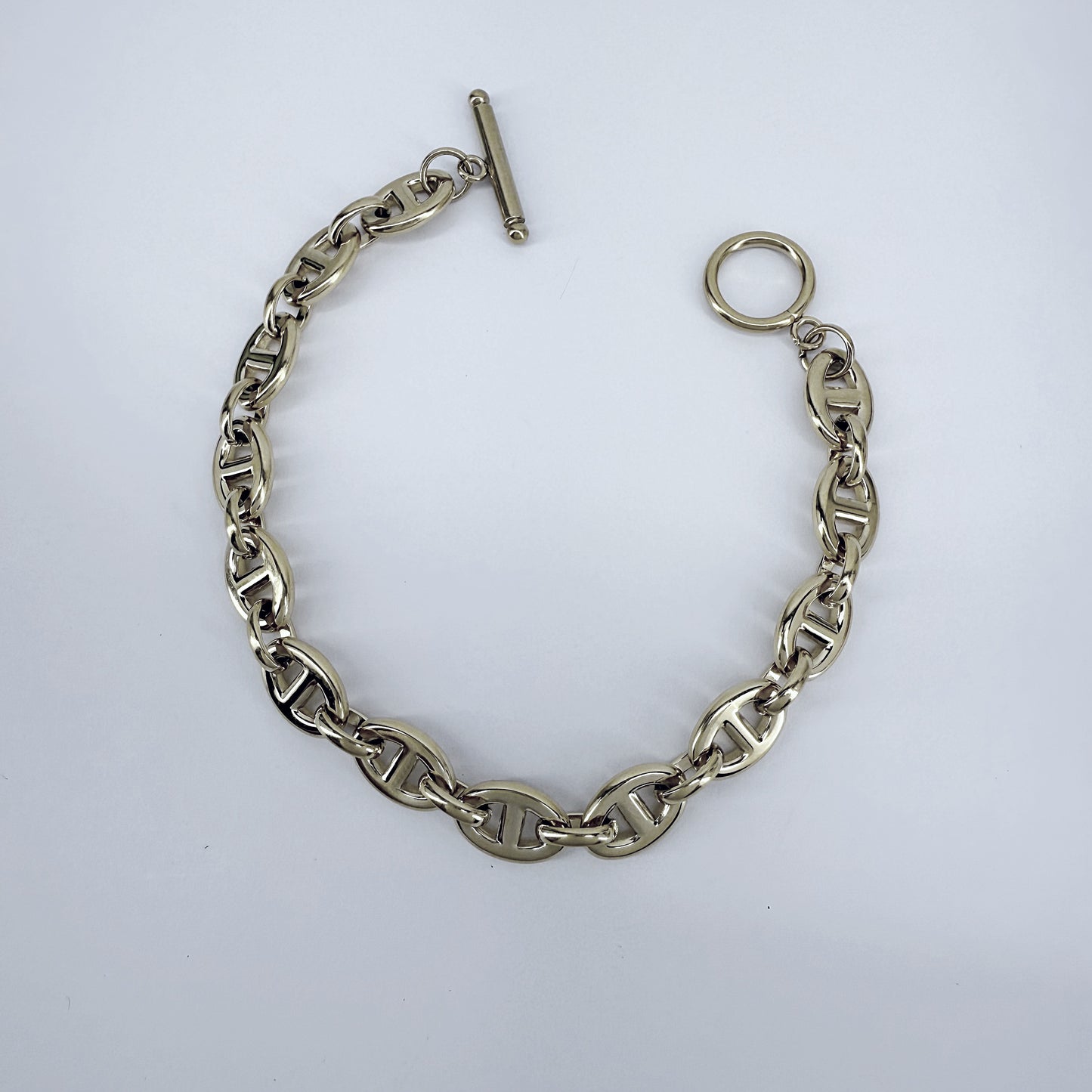 Designer Inspired Link Chain Stainless Steel Bracelet Gold Or Silver Finish