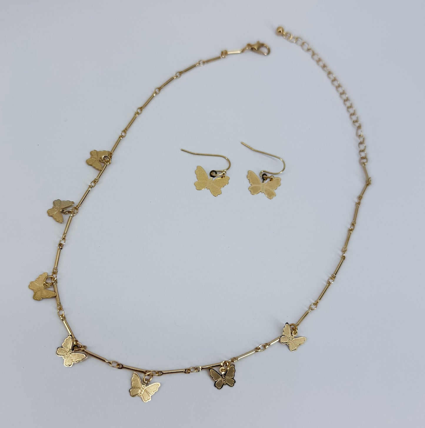 Gold or Silver Dainty Butterfly Necklace Set
