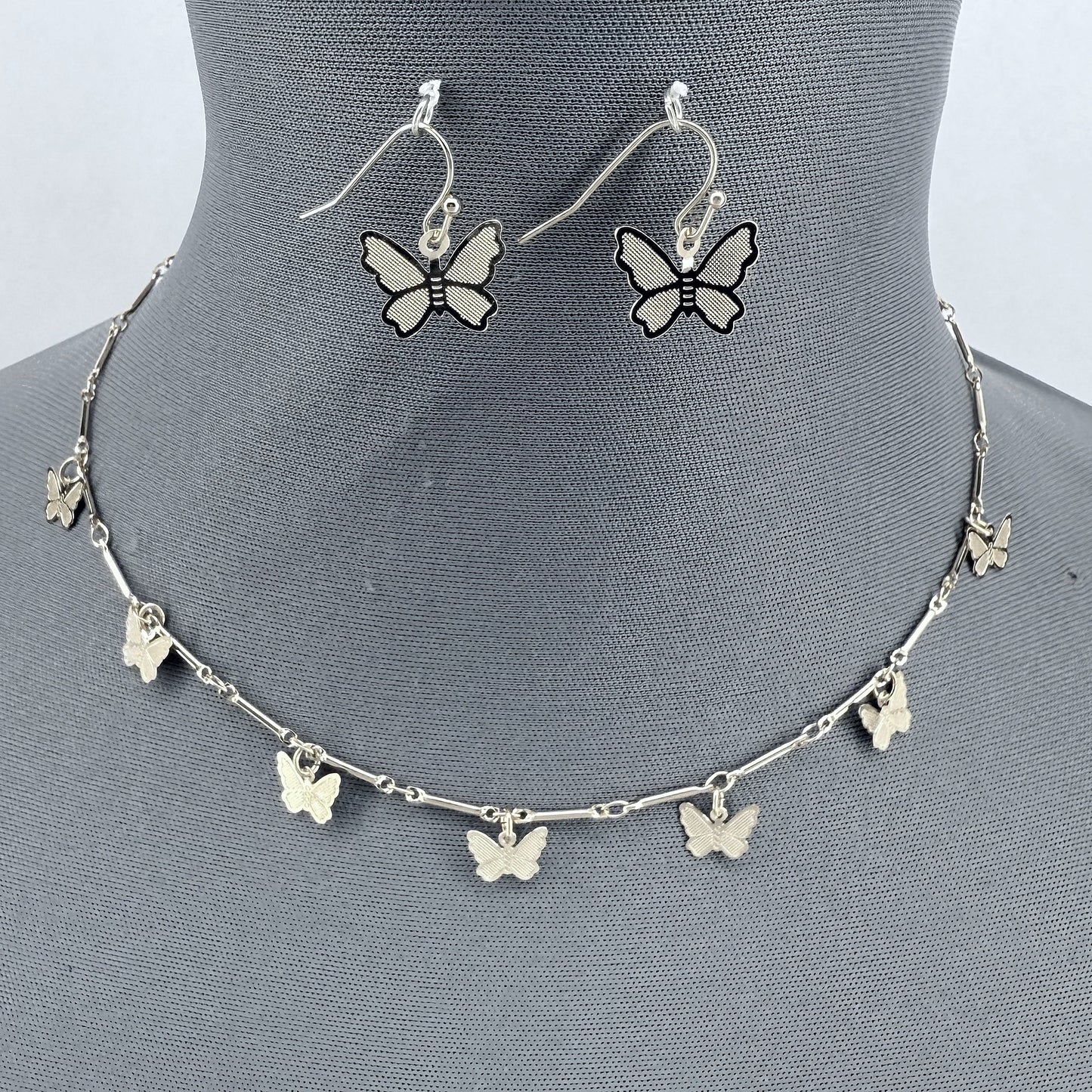 Gold or Silver Dainty Butterfly Necklace Set