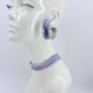 Denim Hoops and Denim Choker Set with "Love Yourself" printed in Pink