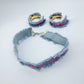 Denim Hoops and Denim Choker Set with "Love Yourself" printed in Pink