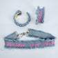 Denim Hoops and Denim Choker Set with "Love Yourself" printed in Pink