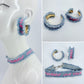 Denim Hoops and Denim Choker Set with "Love Yourself" printed in Pink