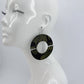 Half Cut Camouflage Color Drop Dangle Circle Silver Finish Fish Hook Earrings