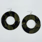 Half Cut Camouflage Color Drop Dangle Circle Silver Finish Fish Hook Earrings