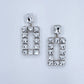 Post Back Clear Rhinestones Rectangle Drop Dangle Earrings