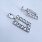 Post Back Clear Rhinestones Rectangle Drop Dangle Earrings