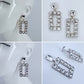 Post Back Clear Rhinestones Rectangle Drop Dangle Earrings