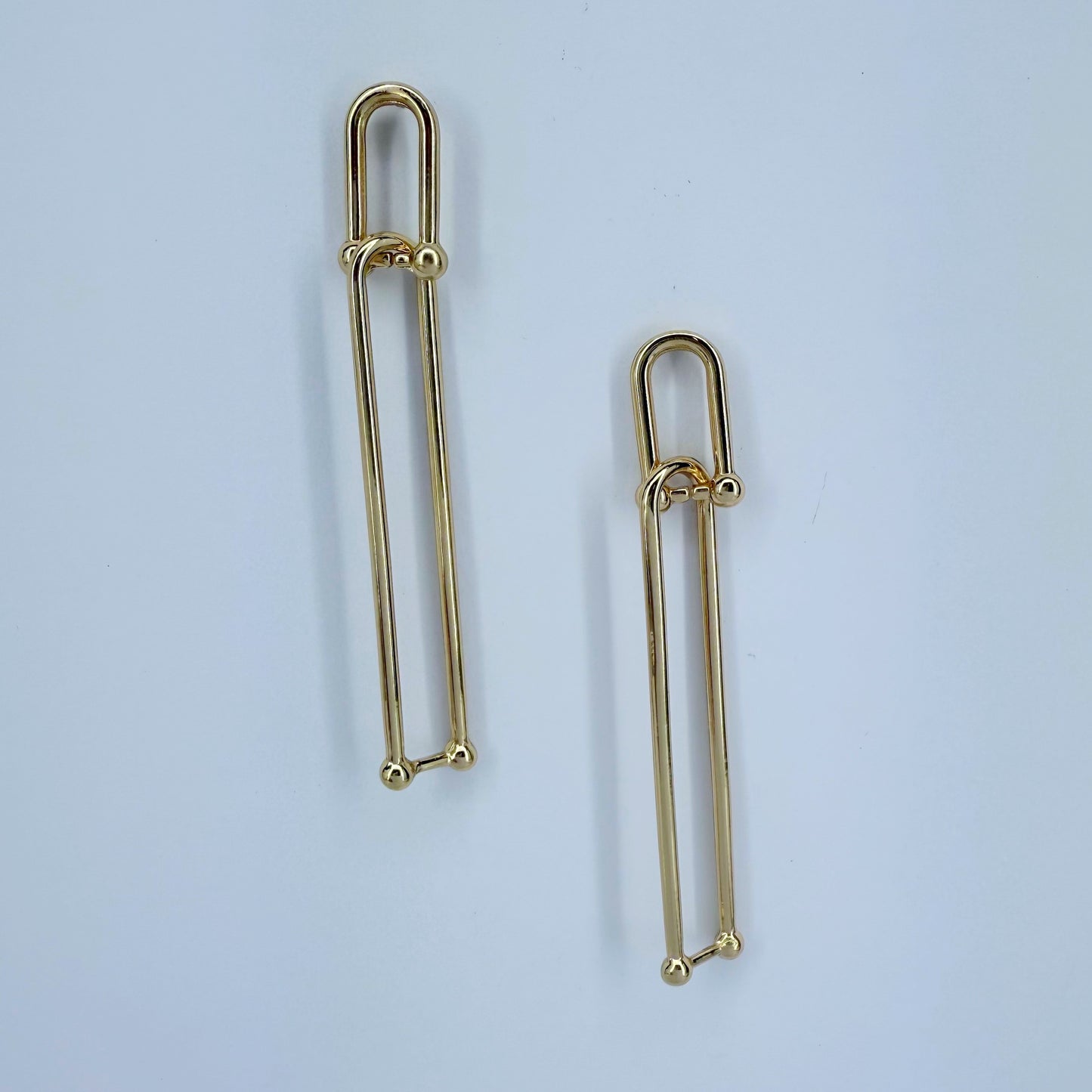 Long U shape Gold or Silver Finish Earrings