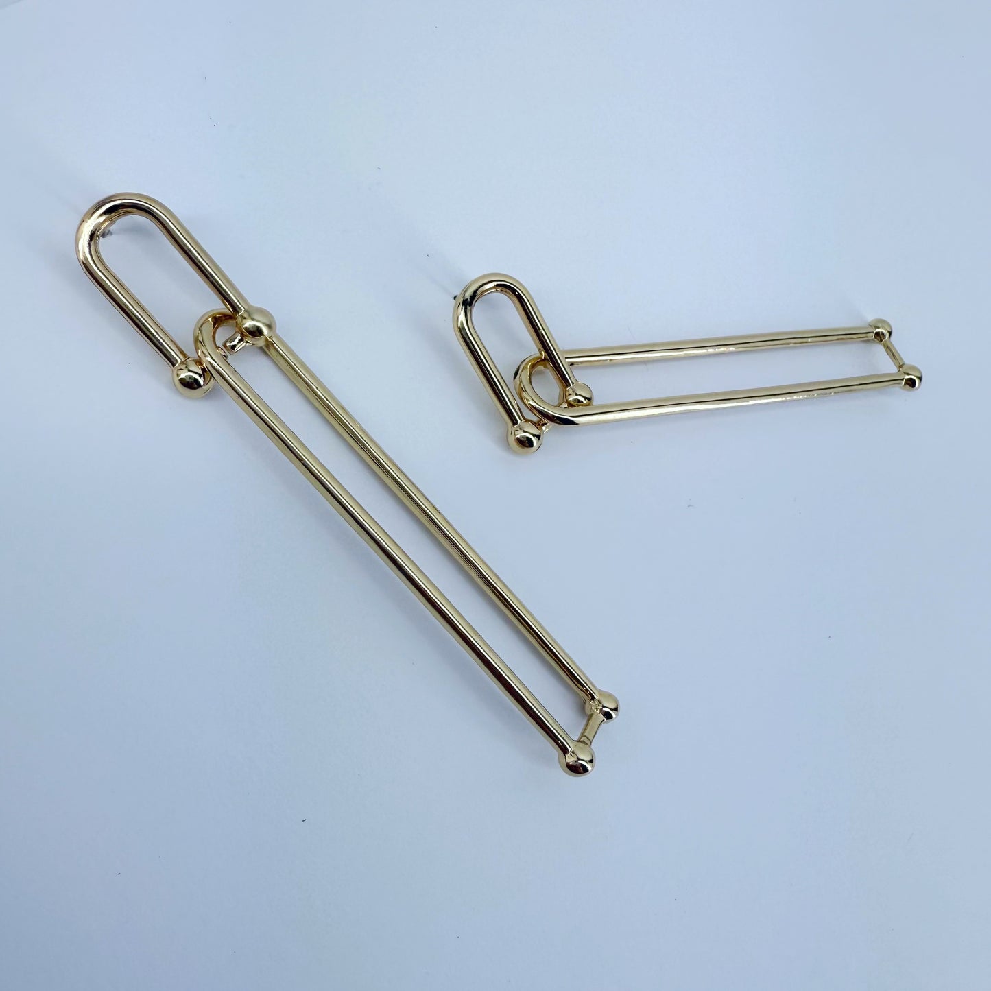Long U shape Gold or Silver Finish Earrings
