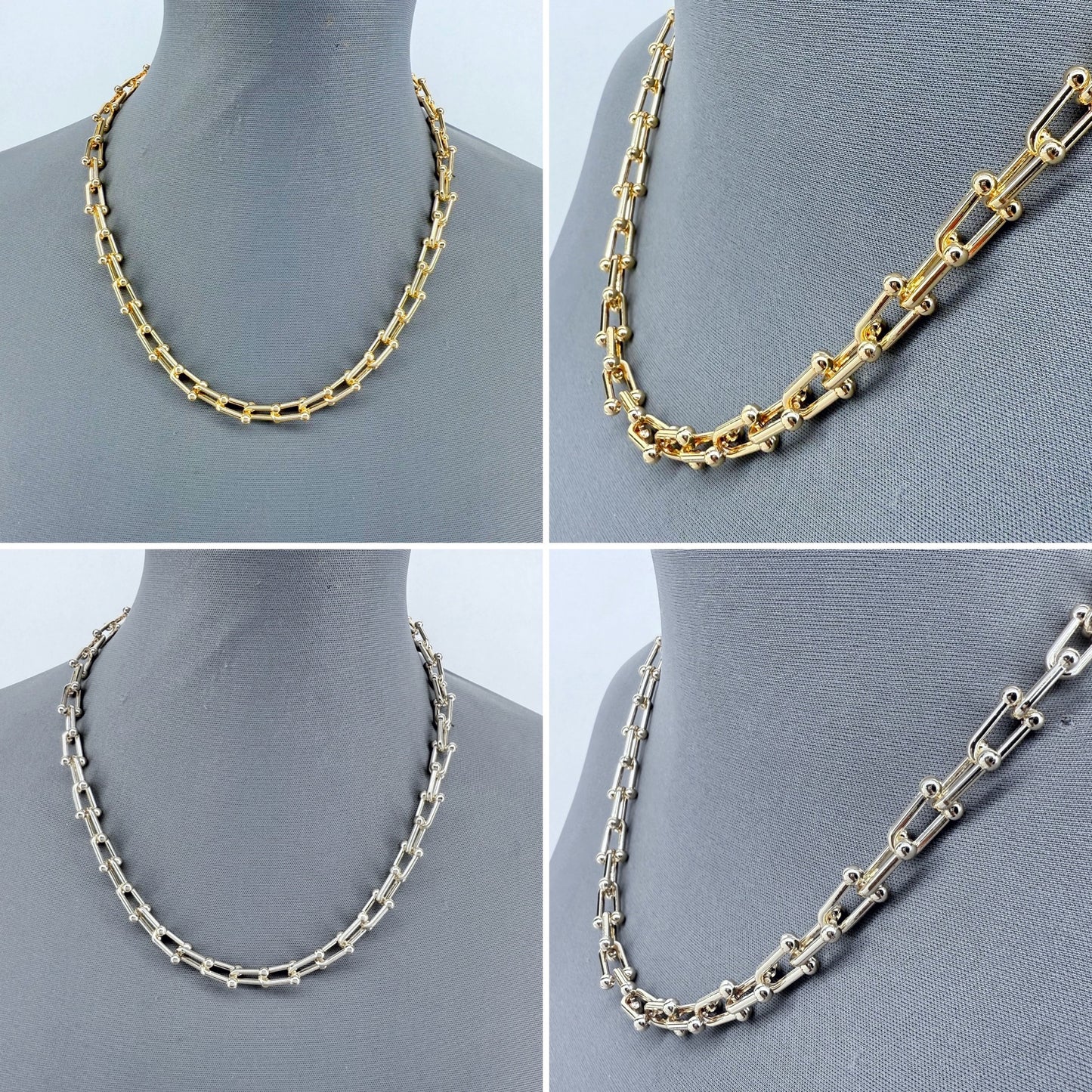 U shape Gold or Silver Finish Necklace
