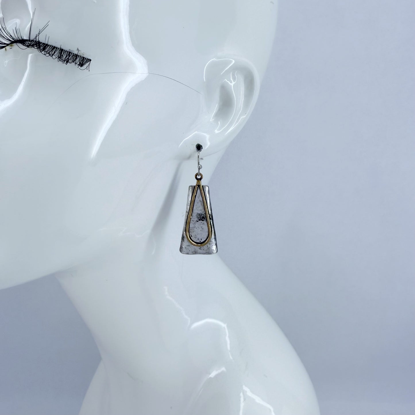Antique Metal with Teardrop Design Drop Dangle Triangle Earrings