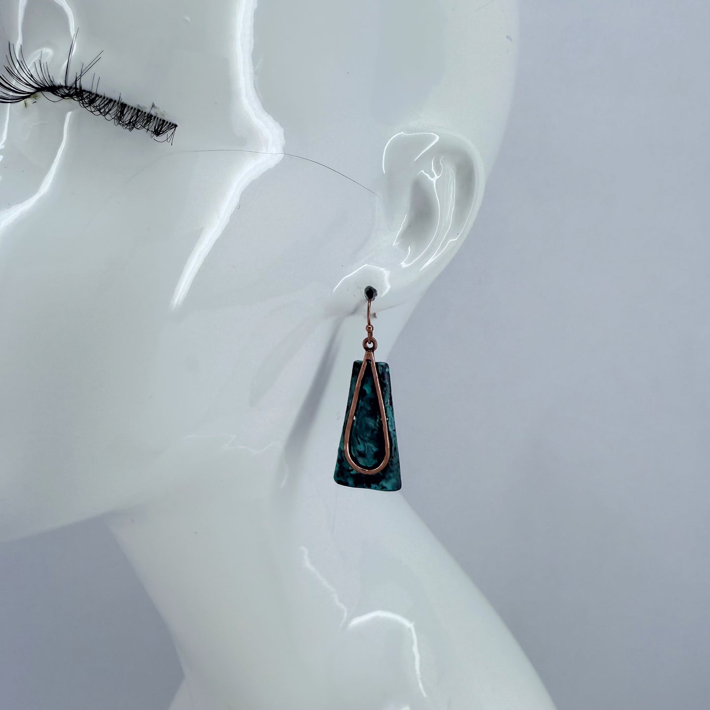 Antique Metal with Teardrop Design Drop Dangle Triangle Earrings