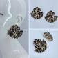 Metal Leopard Print Fan design Post Back Earrings