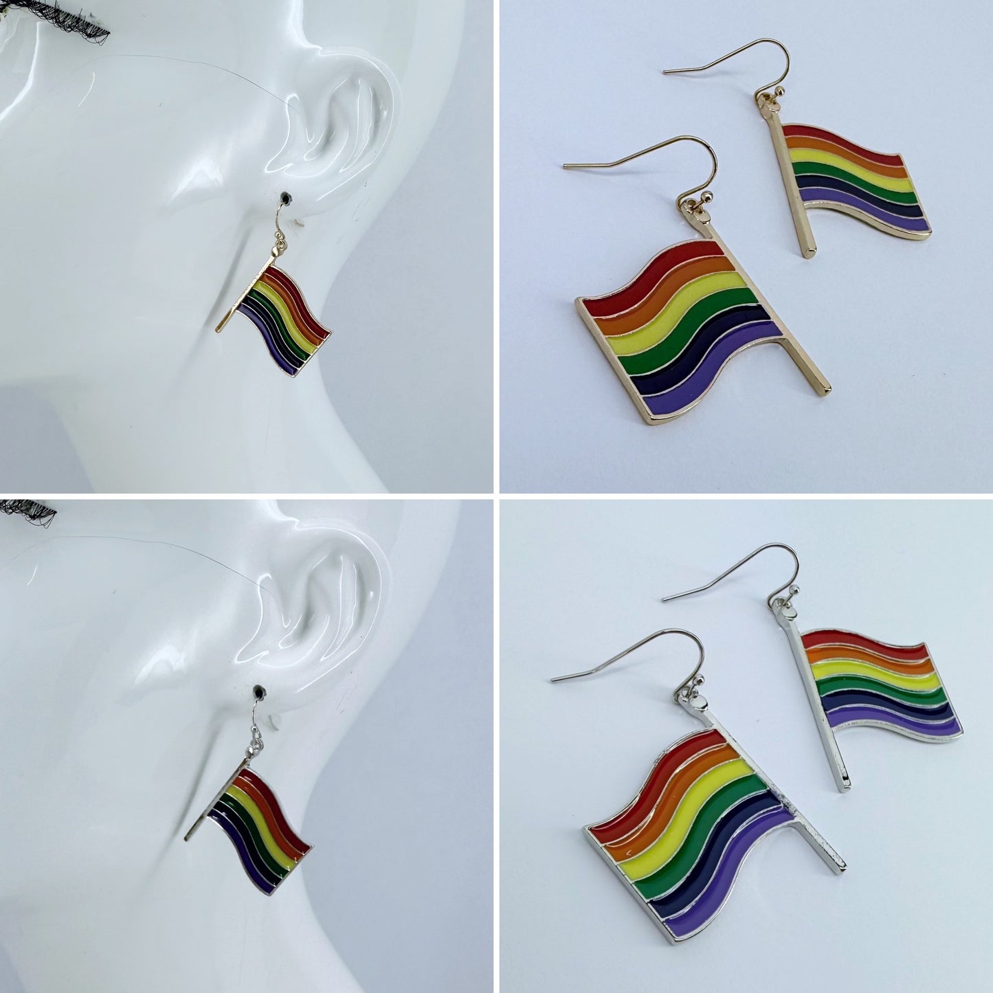 Drop Dangle Rainbow Pride Flag Earrings