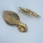 Gold Finish Twisted Stripped Metal Earrings