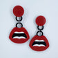 Drop Dangle Acrylic Red Lips Post Back Earrings