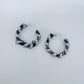 Small Silver Finish Twisted Hoop with Denim Earrings