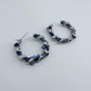 Small Silver Finish Twisted Hoop with Denim Earrings