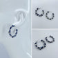 Small Silver Finish Twisted Hoop with Denim Earrings