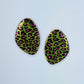 Oval Gold finish Metal with Leopard Print in 3 different option colors