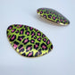 Oval Gold finish Metal with Leopard Print in 3 different option colors