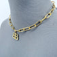 Stainless Steel Gold or Silver Finish Paper Clip Chain Necklace B Pendant