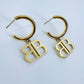 Stainless Steel Gold or Silver Finish Earrings with B Charm