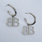 Stainless Steel Gold or Silver Finish Earrings with B Charm