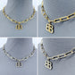 Stainless Steel Gold or Silver Finish Paper Clip Chain Necklace B Pendant