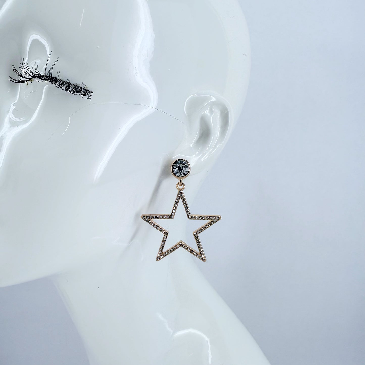 Clear Rhinestones Drop Dangle Star Shape Earrings
